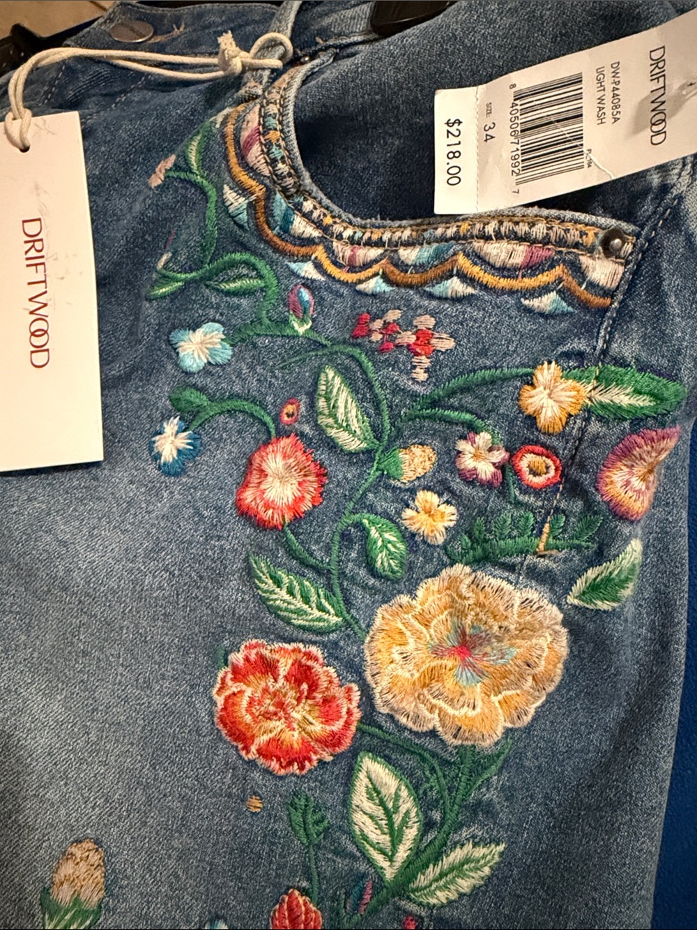 NWT Driftwood Embroidered Floral Bootcut Jeans - Blue - Picture 5 of 5
